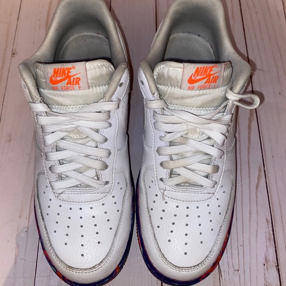 White Nike Air Force 1’s with Multicolor Marble - Picture 2 of 5